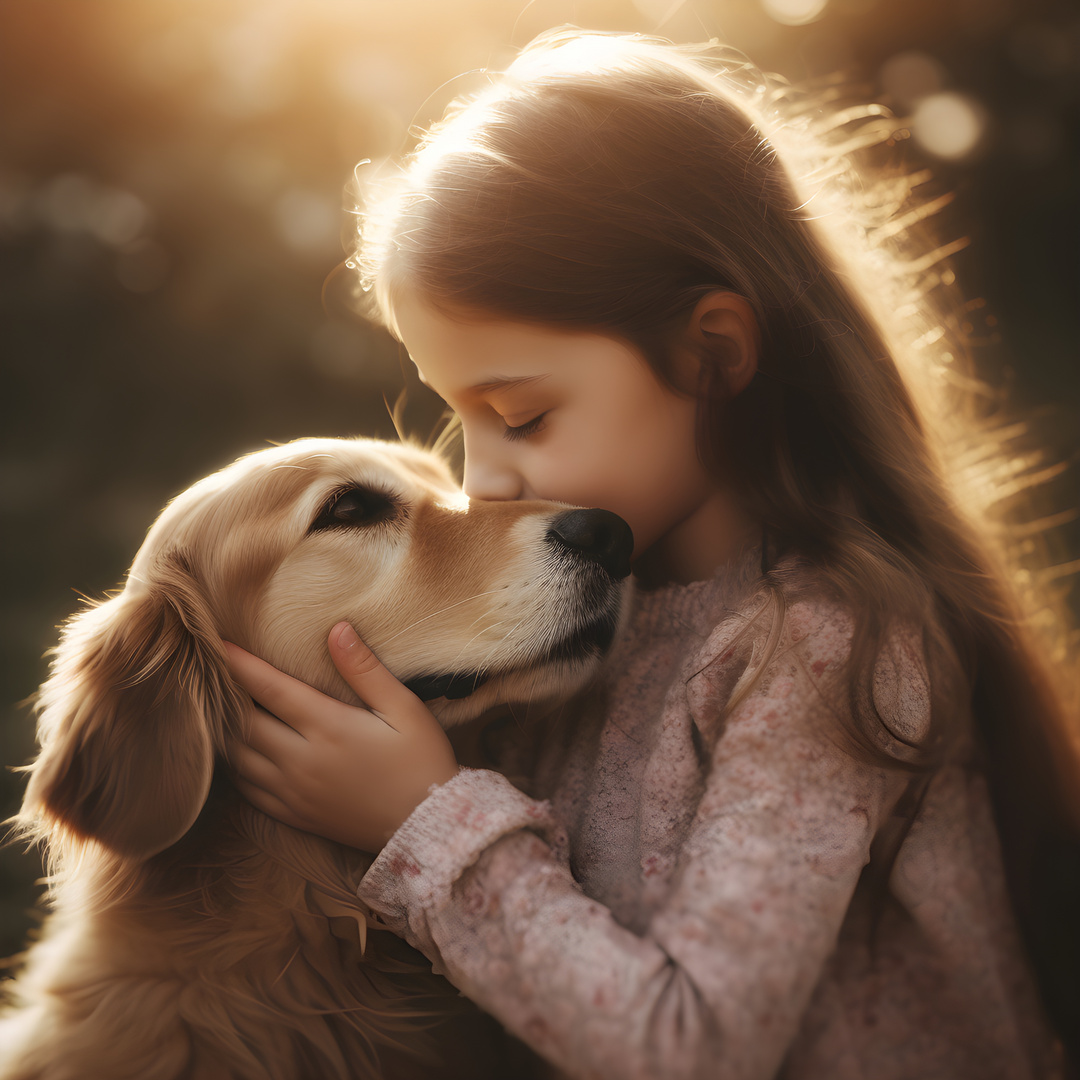 Mädchen mit Golden Retriever