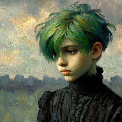 Mädchen mit grünem Haar