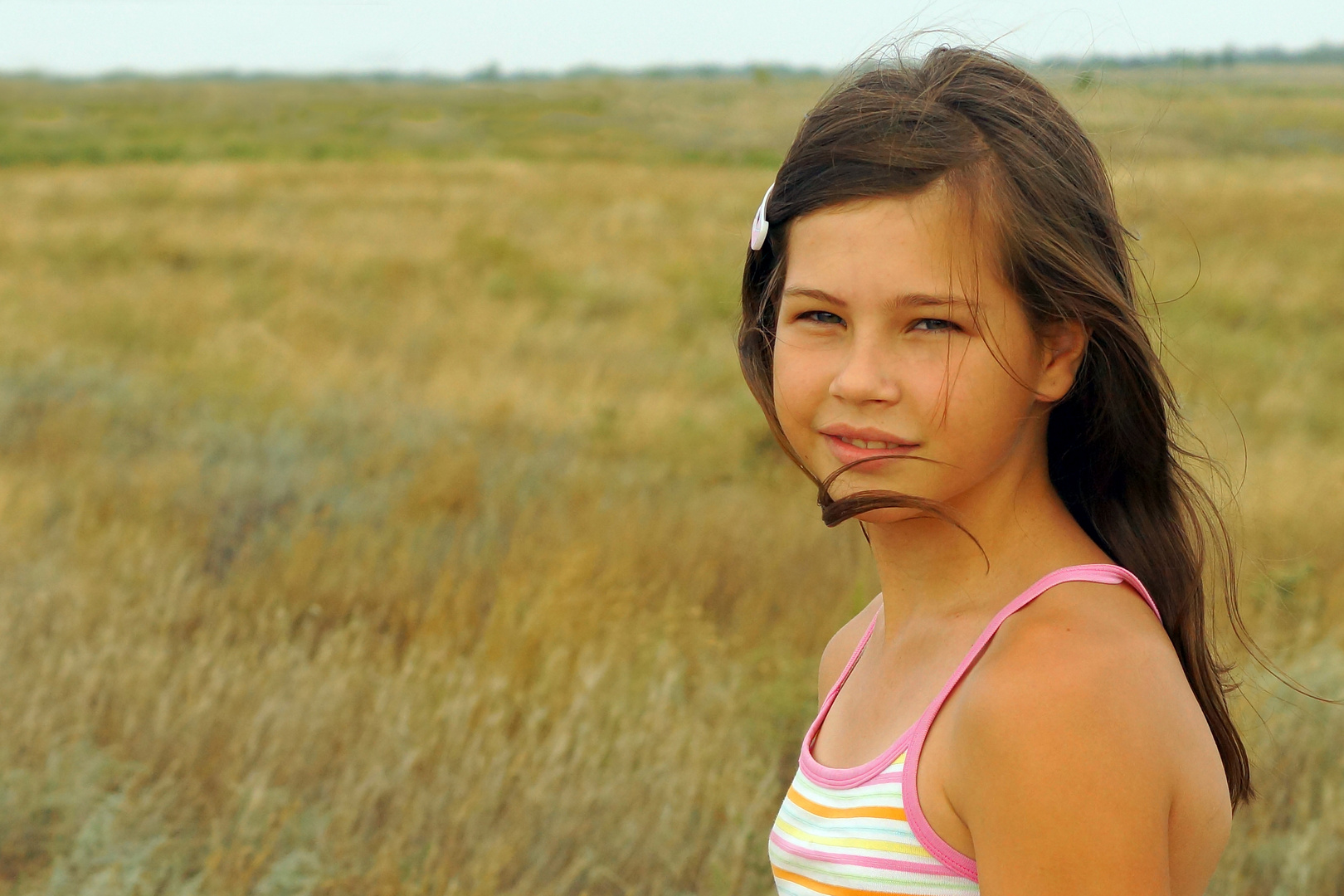 Mädchen und Steppe