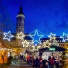 Märchenmarkt Gera in einer Doppelbelichtung zur Blauen Stunde 