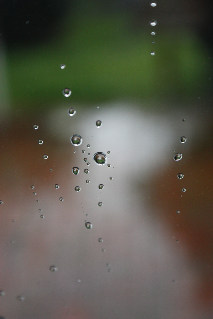 Märzregen an der Scheibe