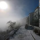 Magglingen Hauptgebäude im Nebel