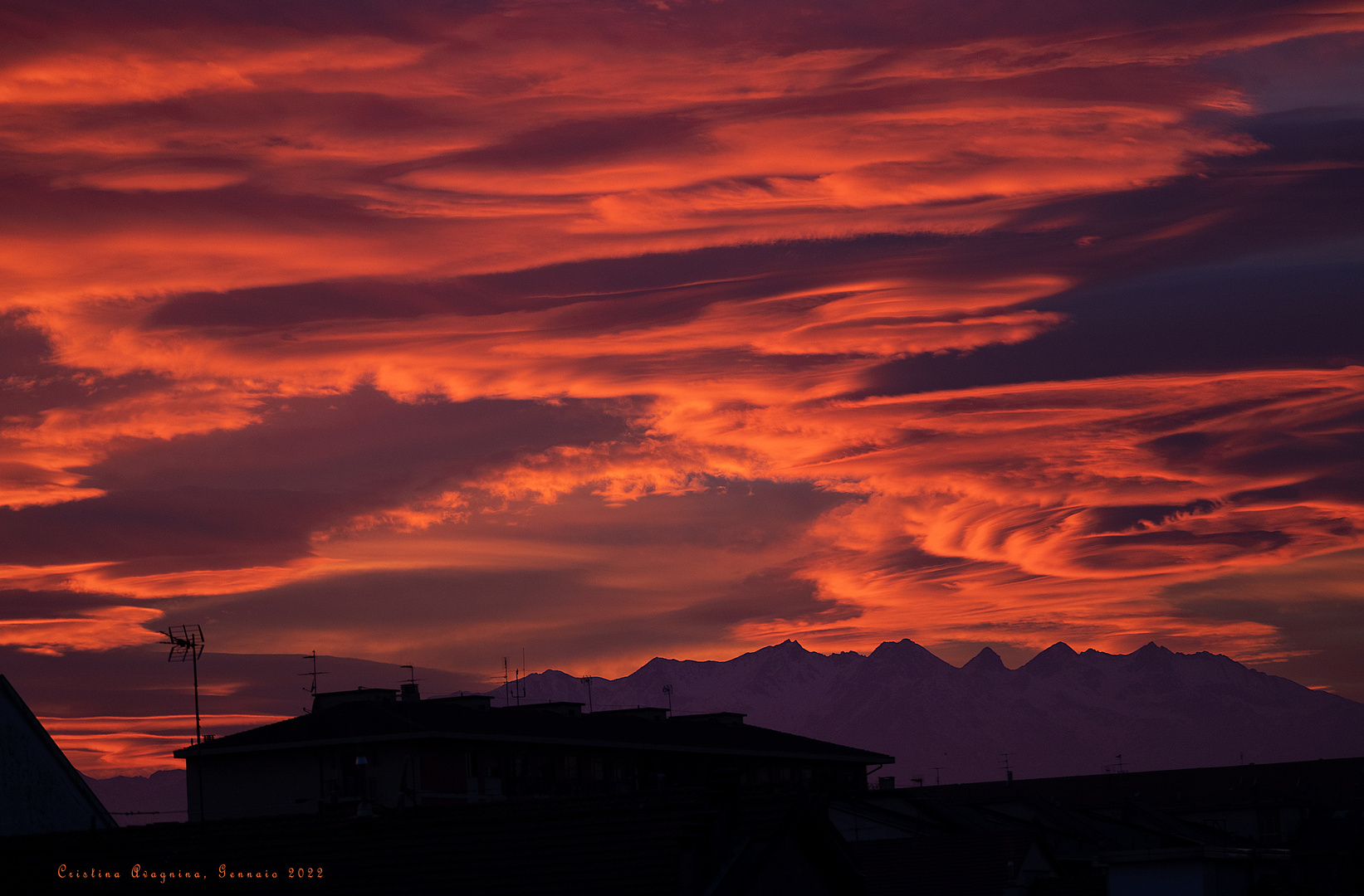 Magico, infuocato, tramonto