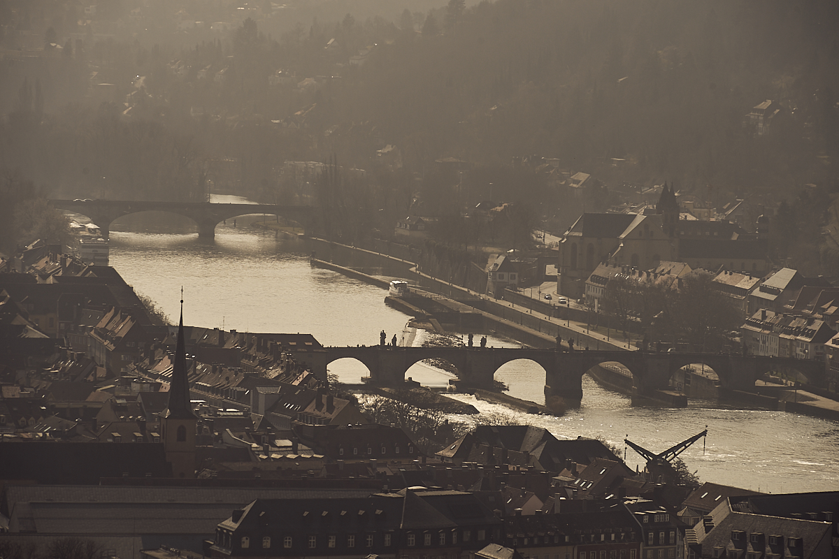 Mainbrücken im Gegenlicht