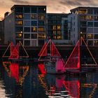 Mainz - Illuminationen in der Marina im Neubaugebiet Zollhafen