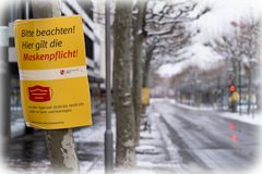 Mainz - Maskenpflicht Hinweisschild in der Ludwigstrasse