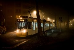 Mainz - Strassenbahn Linie 51 in der nebligen Mainzer Neustadt