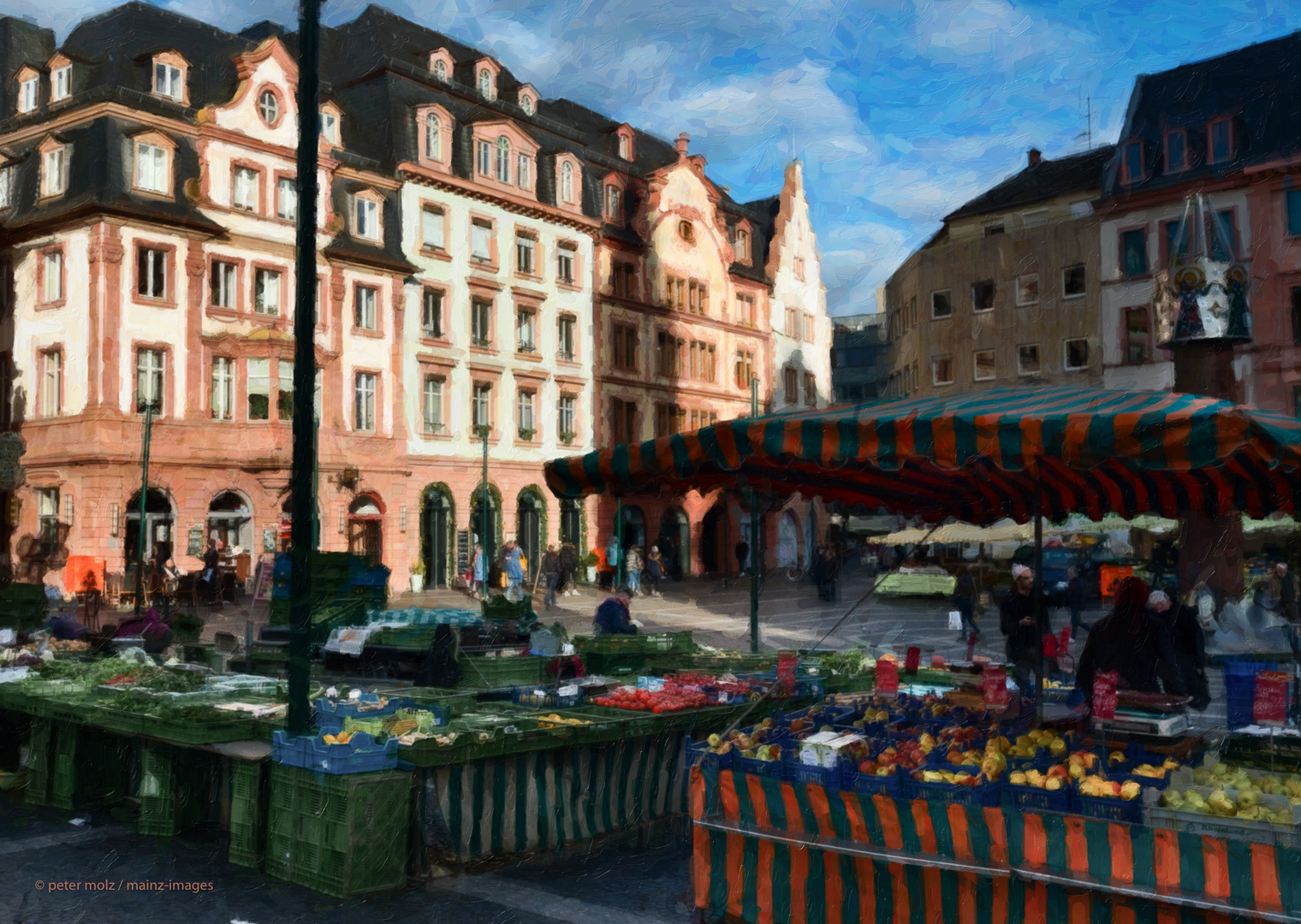 Mainz - Wintersonne und Wochenmarkt Januar 2020