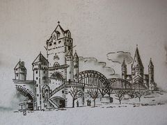 Mainzer Südbrücke (Eisenbahnbrücke) und der Dom