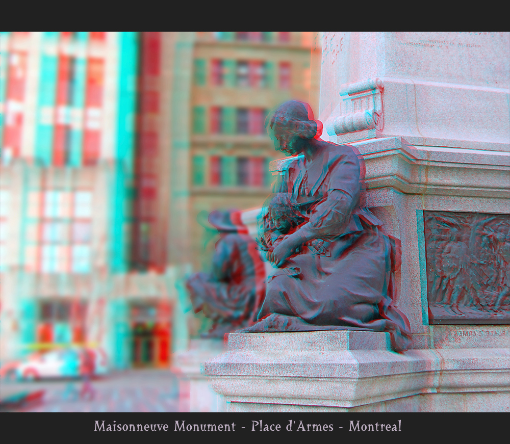 Maisonneuve Monument (red/cyan anaglyph)