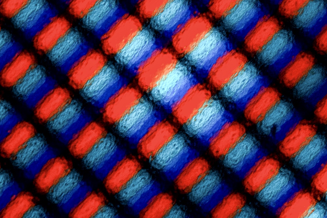 Makroaufnahme von Farbpixeln auf einem Benq-Monitor