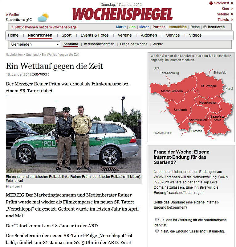 Mal wieder in der Zeitung zu stehen ....