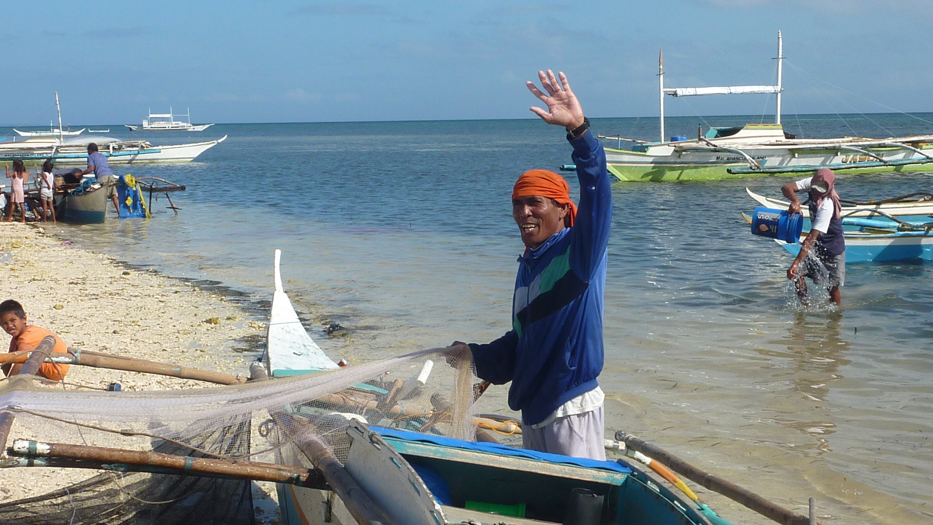 Malapascua Island, Cebu. Fisherman smiling cause good catch