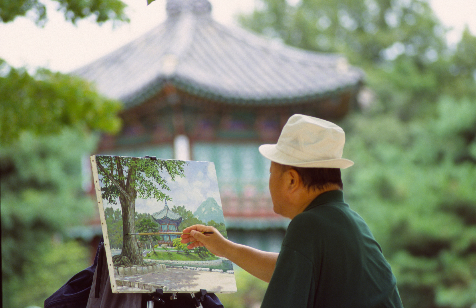Maler im Park in Seoul, Südkorea