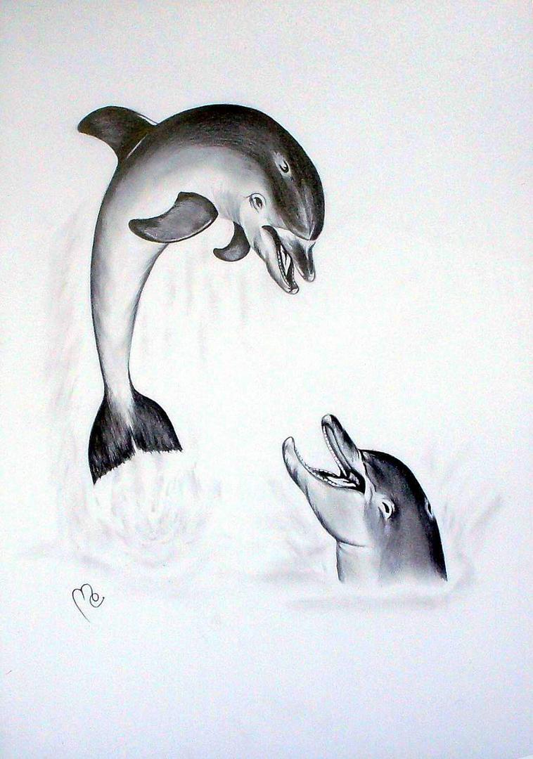 Malerei - Zeichnung: Titel: Dolphins have Fun