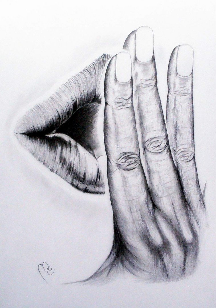 Malerei - Zeichnungen: Titel: Lippenberührung