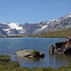 Malerisches Szenario am Stellisee am Unterrothorn bei Zermatt im Wallis...