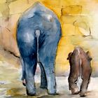 Mama und Kind Elefant
