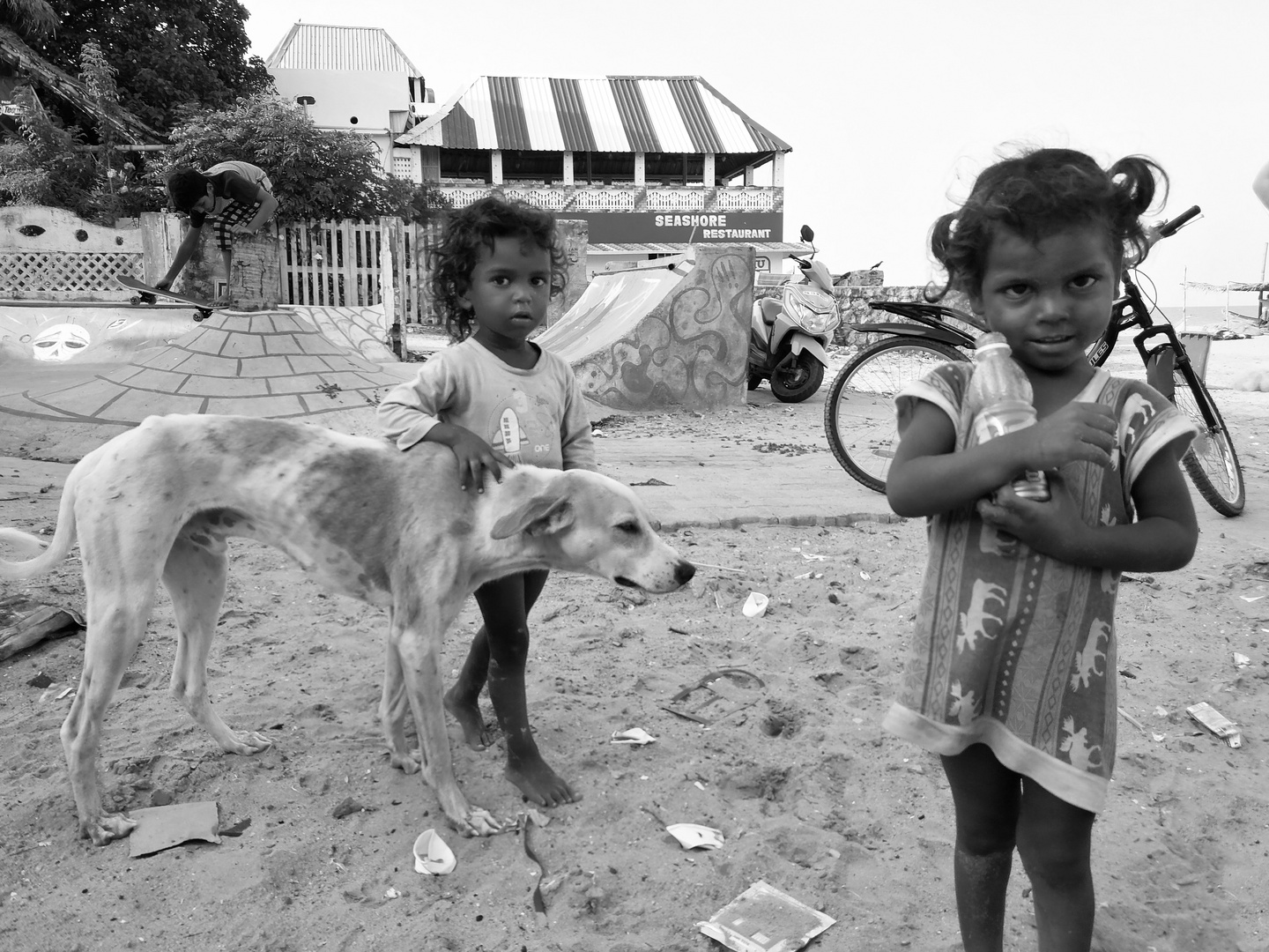 Mammalapuram Street Kids with dog