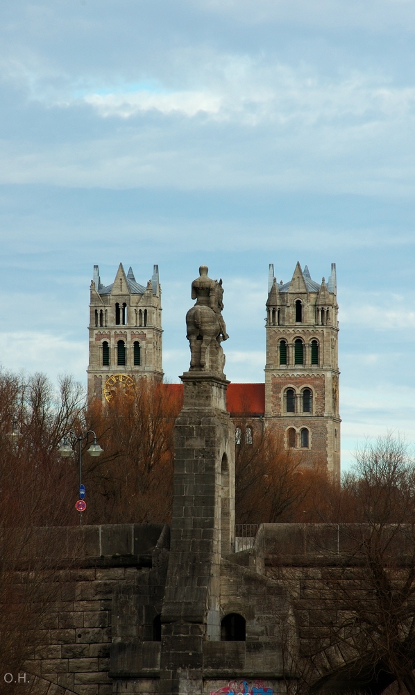 Man between church