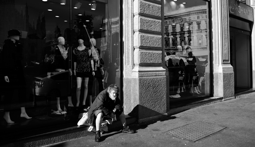 Man enjoying the street of milan