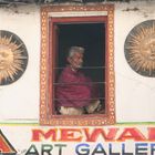 man sitting in ART Gallery, India, Rajasthan