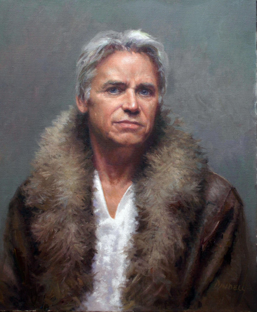Man with a fur collar - oil on canvas by Pamela Pindell