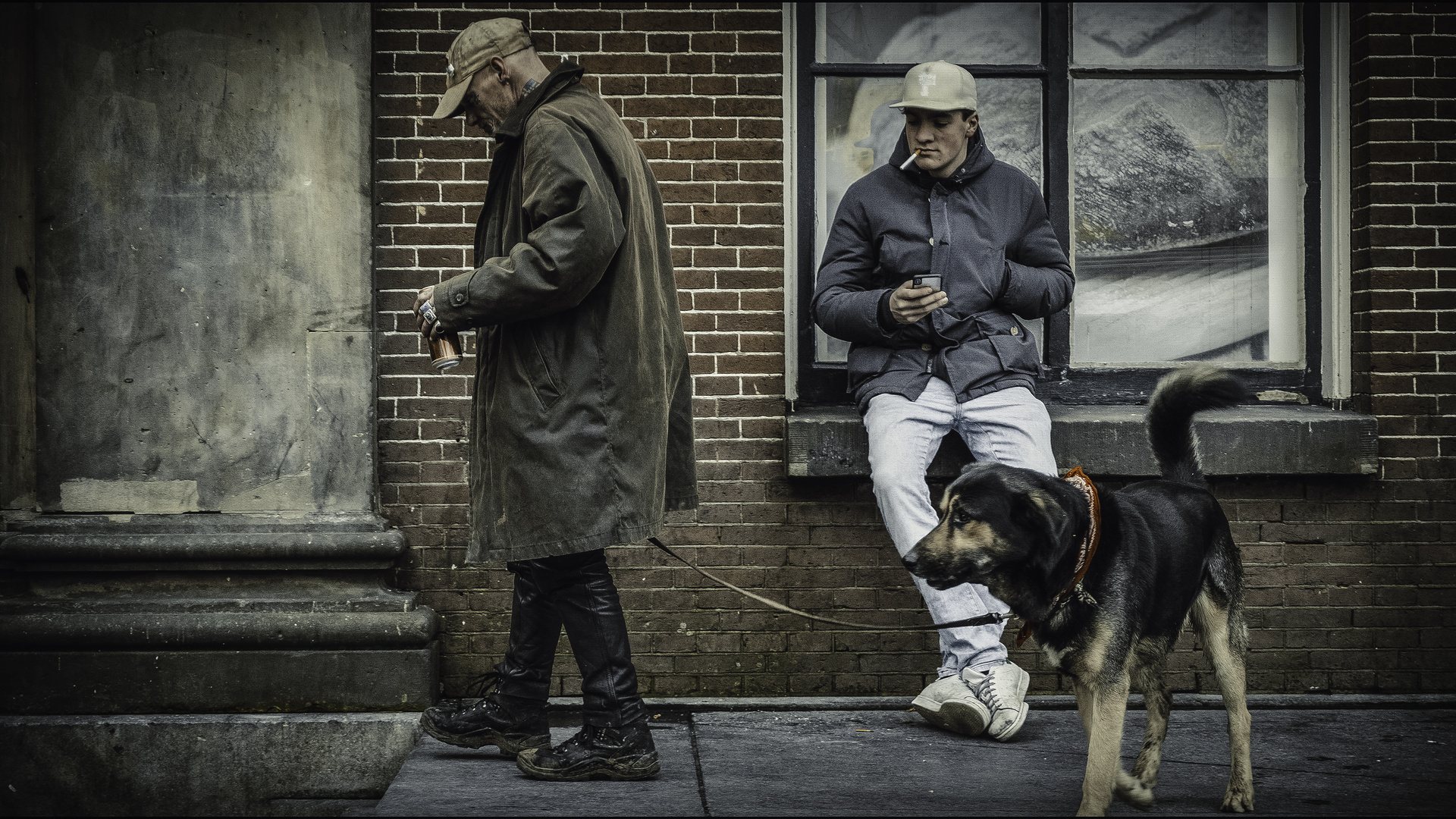 Man with dog and beeer