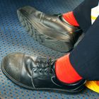 ..man with red socks..