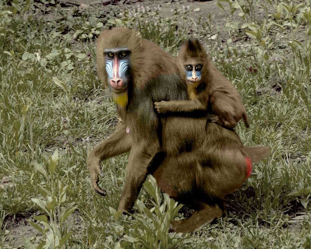 Mandrill Mom & Kid