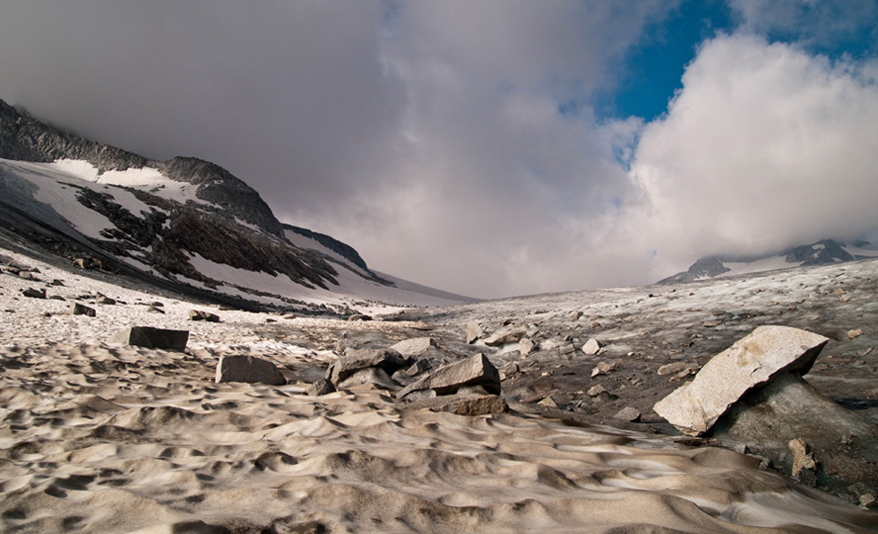 Mandrone Gletscher mit Corno Bianco