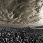 Manhattan beneath cloudy skies