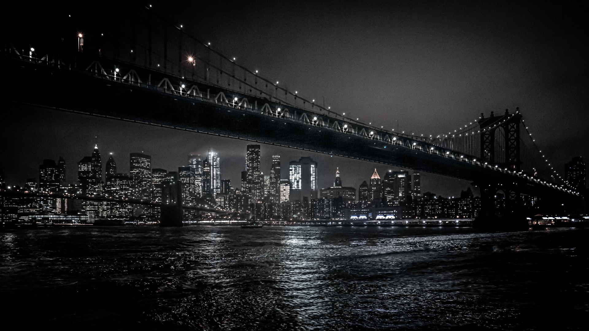 Manhattan & Brooklyn Bridge at Night