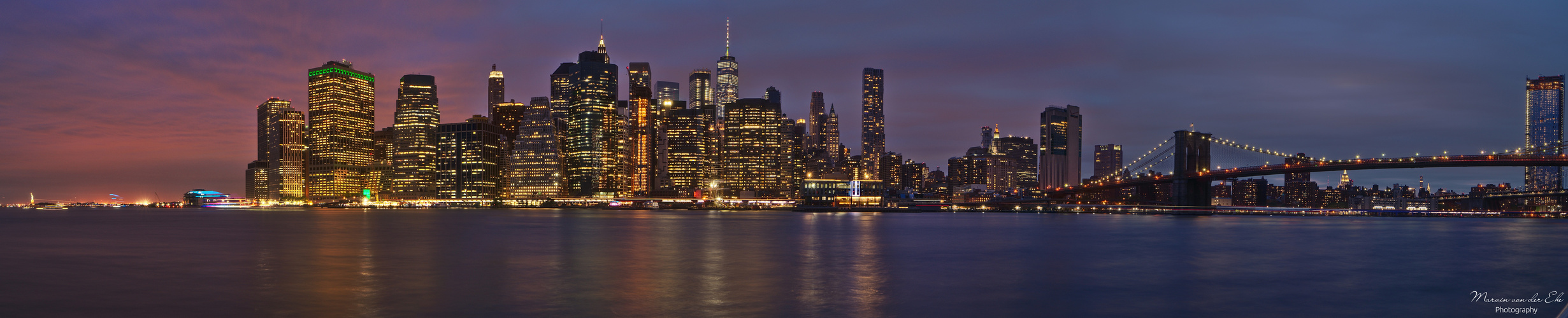 Manhattan Skyline At Sunset