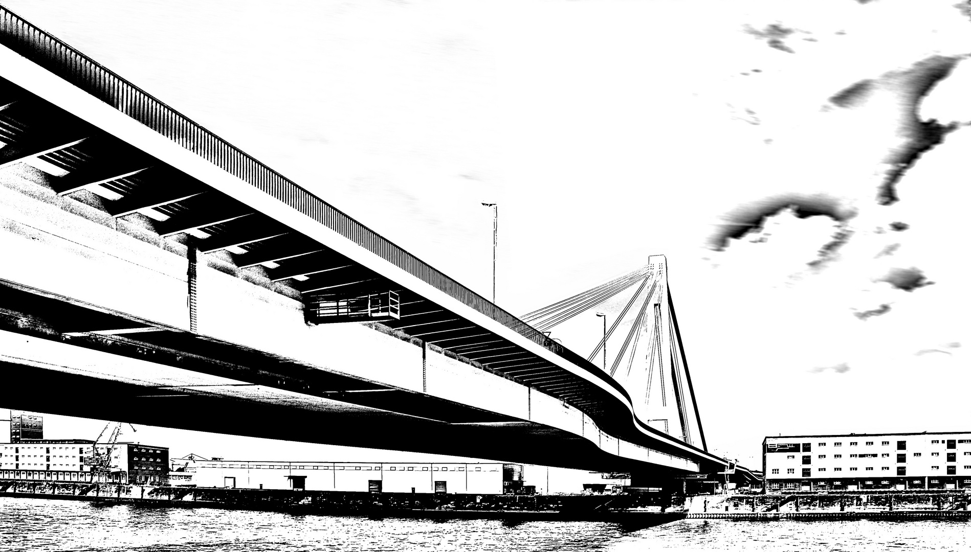 Mannheim, Ludwigshafen, Kurt-Schumacher-Brücke across river Rhein