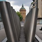 Mannheim, Wasserturm, Rosengarten-Skulptur