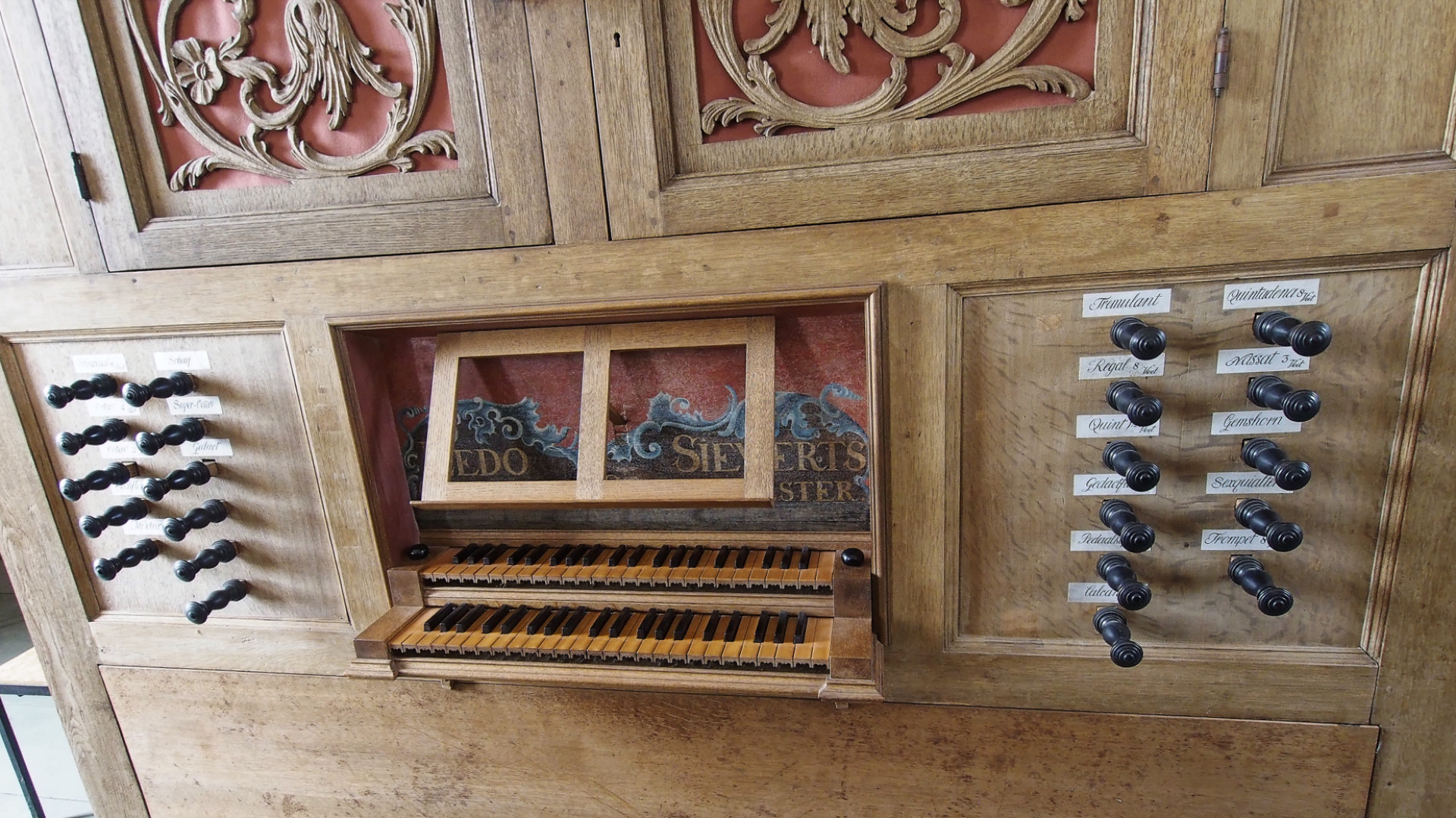 Manual der Grothian-Orgel von 1694 in der Pilsumer Kreuzkirche (Krummhörn, Ostfriesland) II