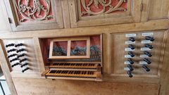 Manual der Grothian-Orgel von 1694 in der Pilsumer Kreuzkirche (Krummhörn, Ostfriesland) II