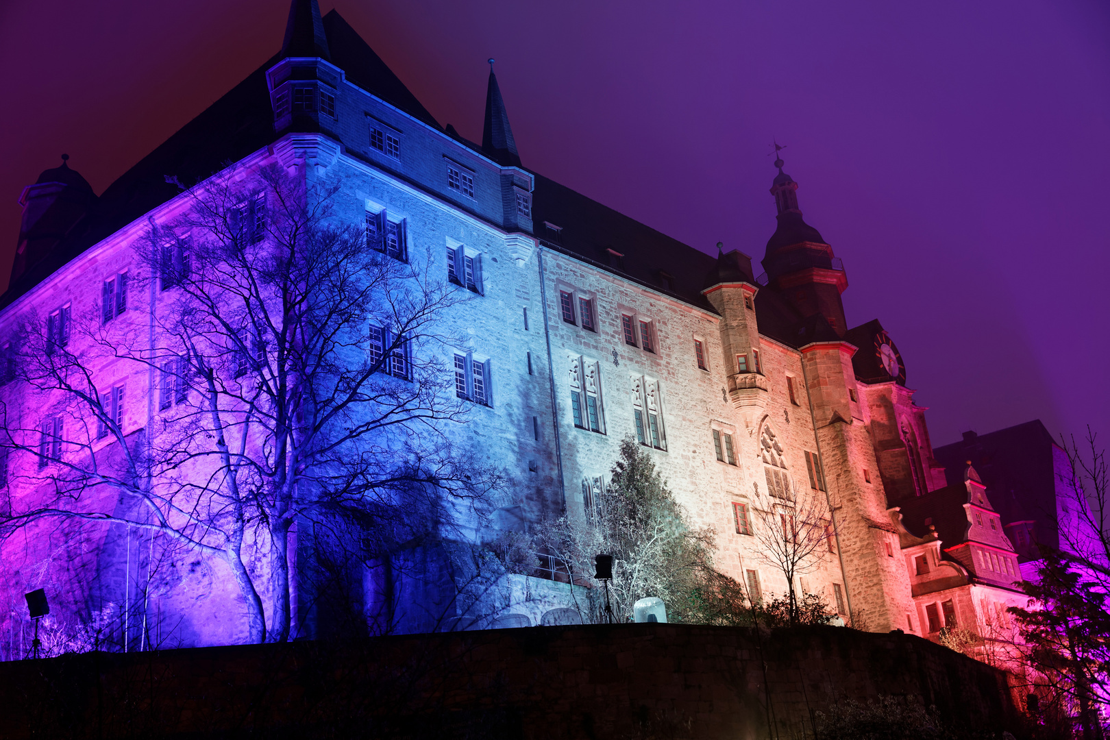 Marburger Schloss im Licht des Events "Marburg buy night"