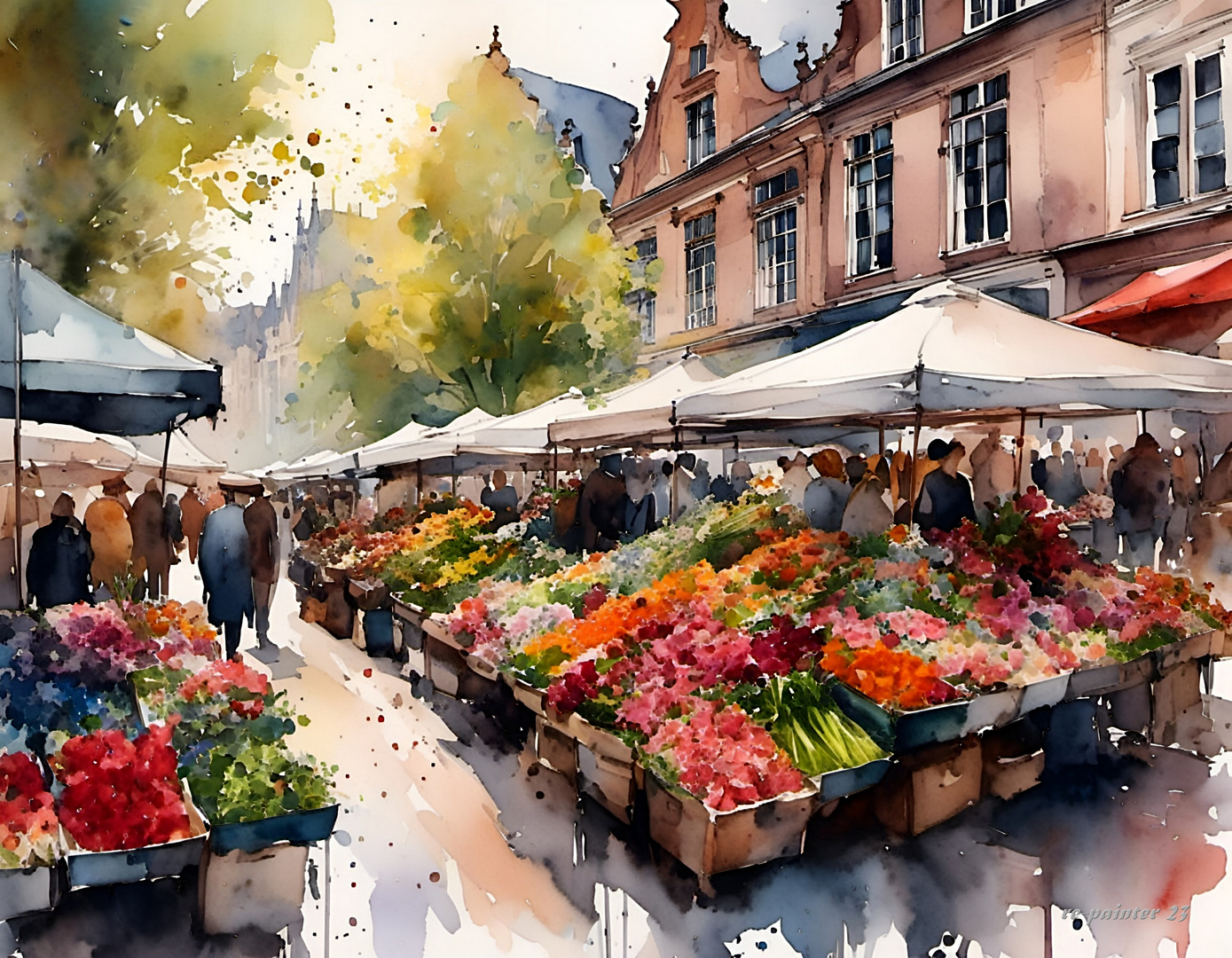 Marché aux fleurs de Janskerkhof dans le centre-ville d'Utrecht