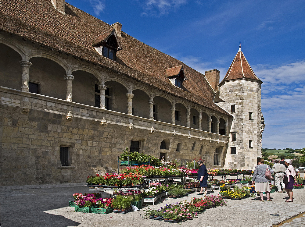 Marché aux fleurs devant le Château de Nérac (XIVème-XVIème)