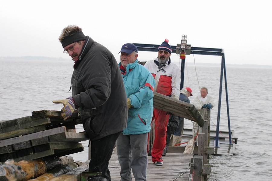 Mardorfer Segler beim Einwintern ihres Steges