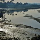 Marée basse en contre-jour le matin