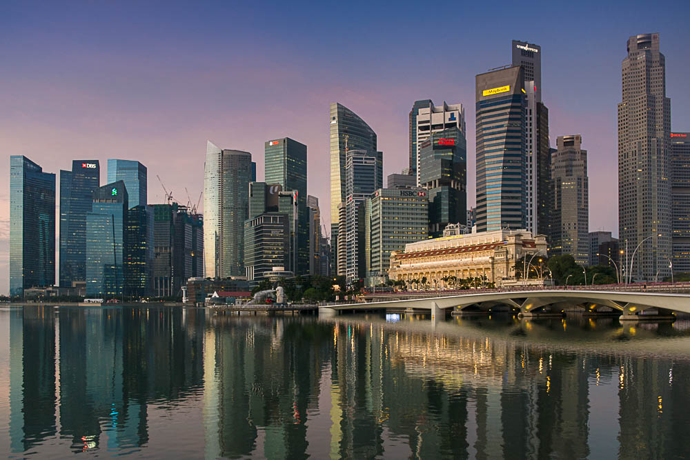 Marina Bay in Singapur beim Sonenaufgang