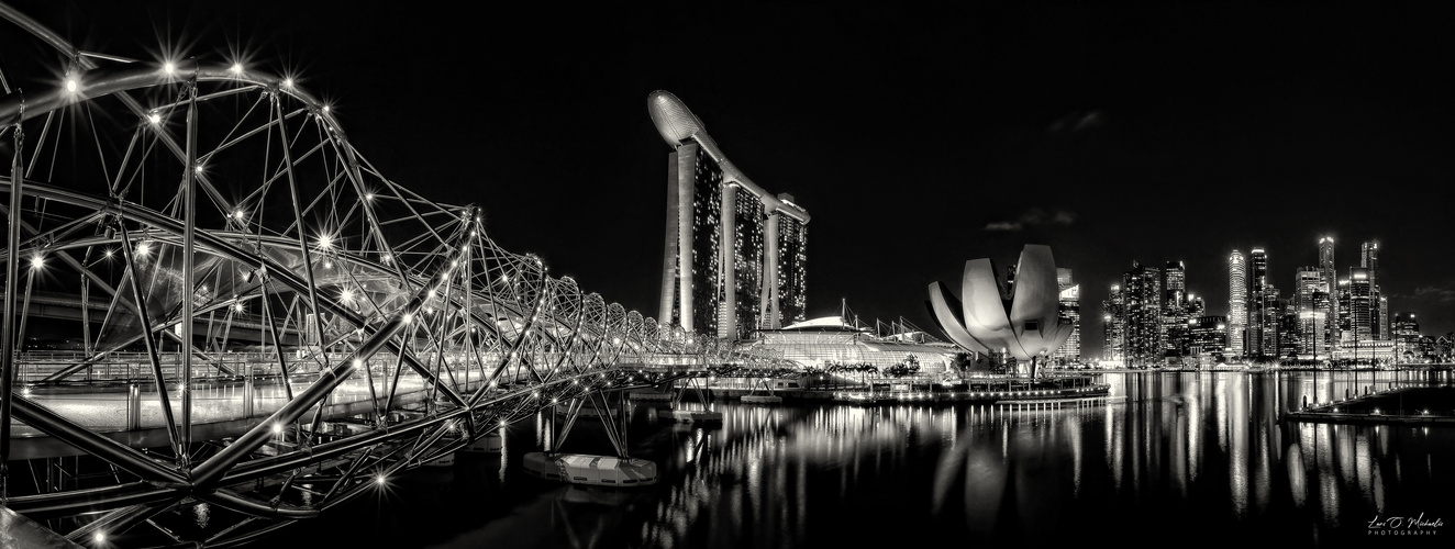 Marina Bay Singapore @ night b&w