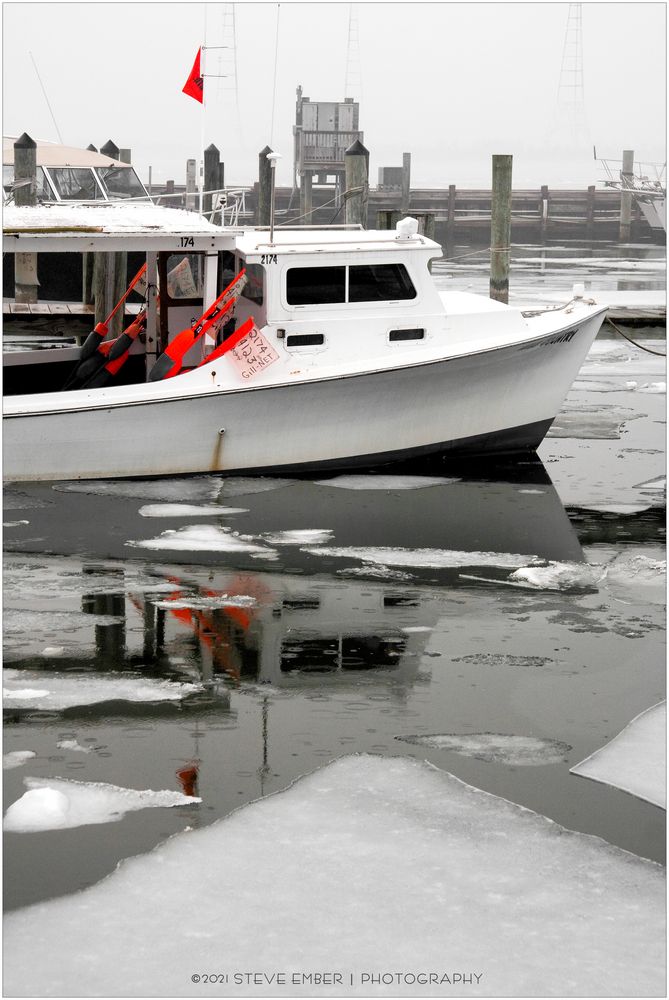 Marina with Ice Floes and Fog - an Eastport Impression