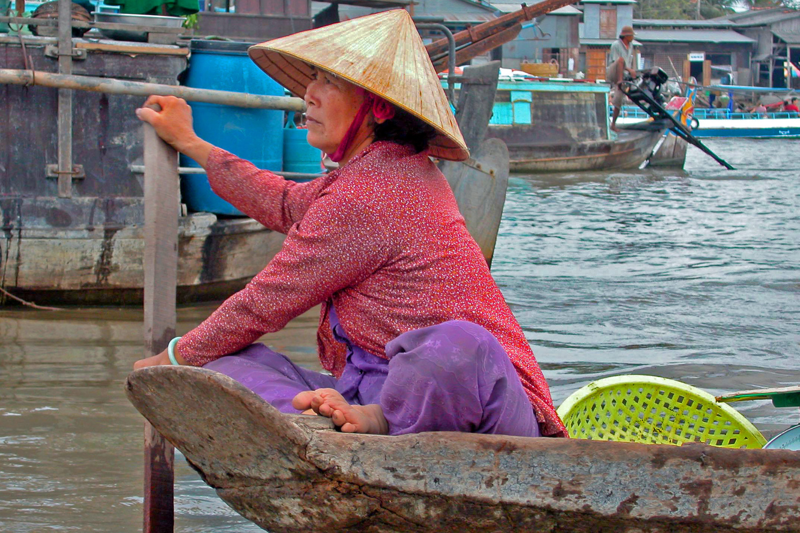 Market-woman on the Hau Giang river