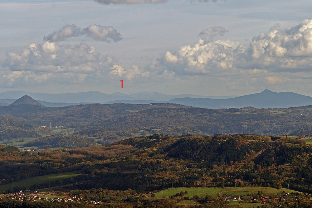 Markierung der 115 km entfernten Schneekoppe