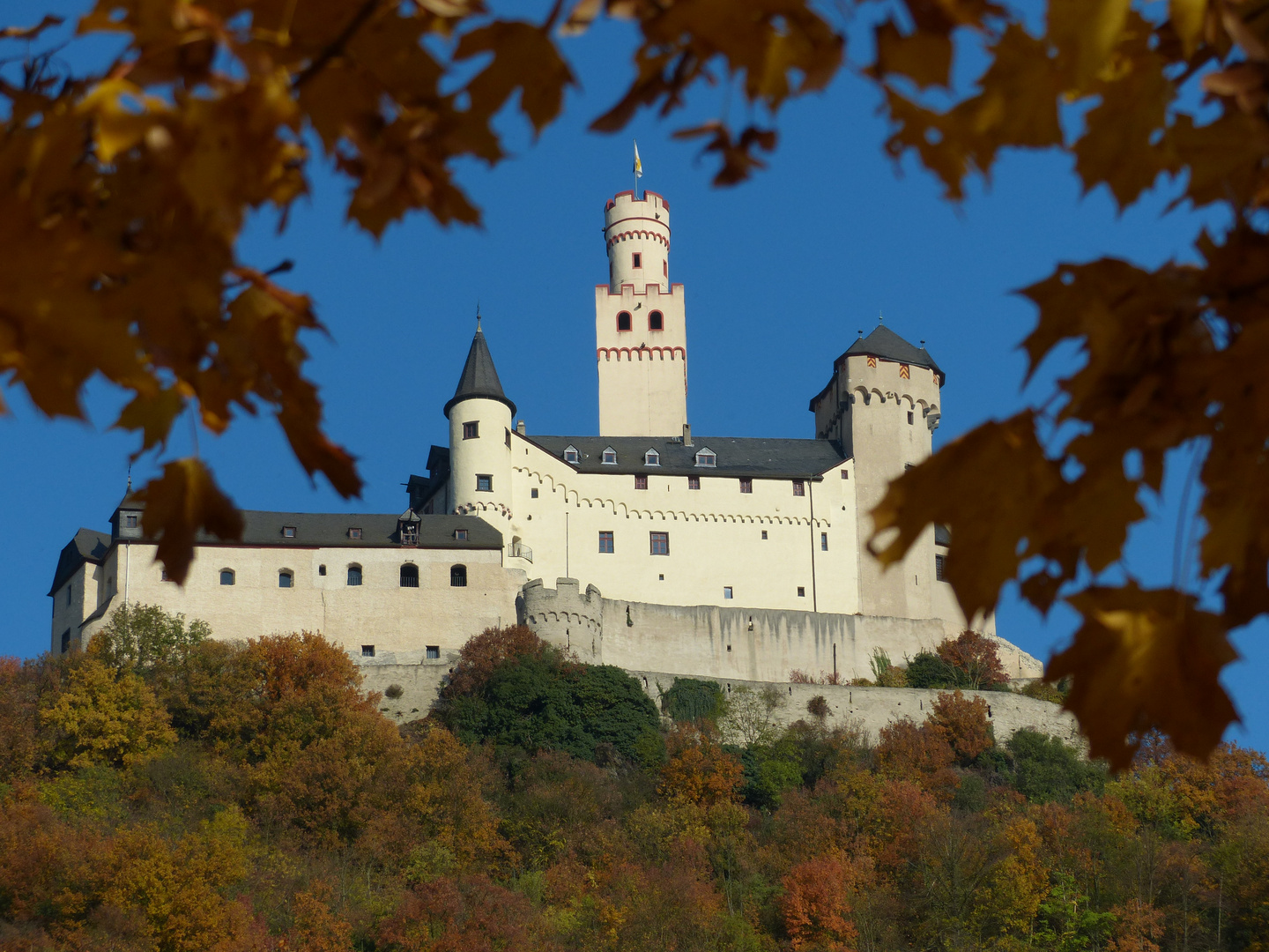 Marksburg im Herbstlaub