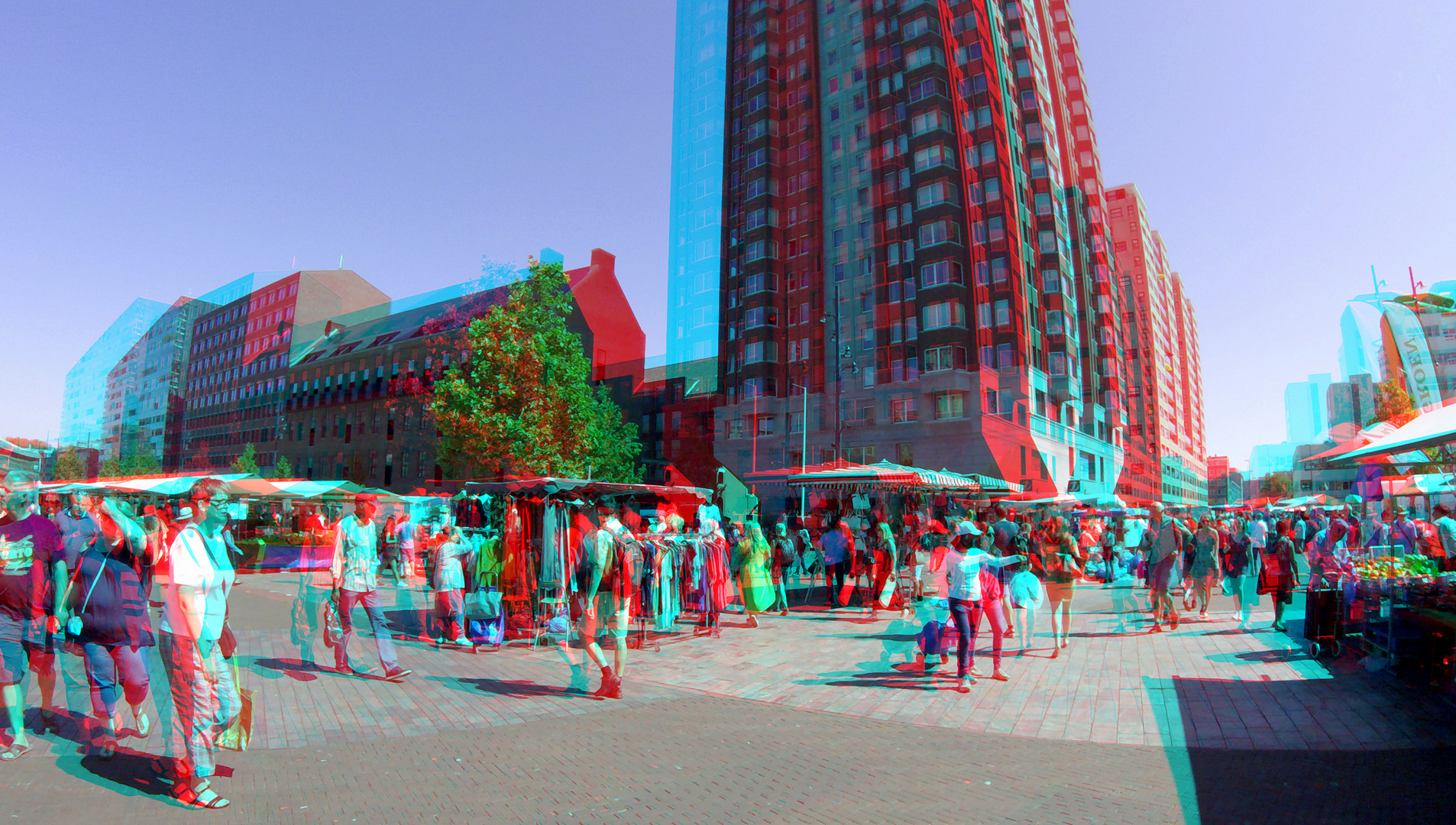 Markt Rotterdam 3D GoPro 200mm basis